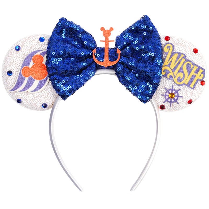 MADO mouse ears headband for women adults kids girls boys, princess ears Park mini ears headbands for women kids girls (blue cruise) - Image 1